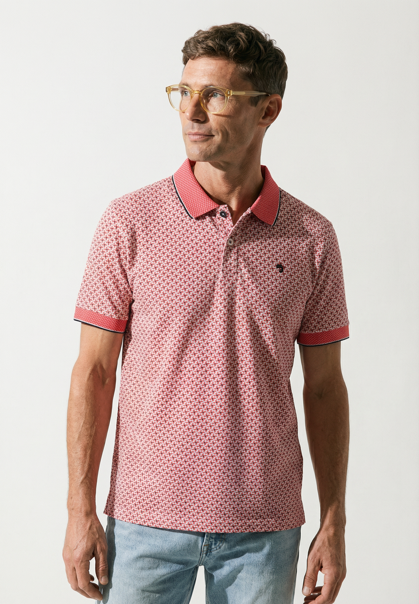 Polo homme J&JOY Rouge motif graphique casual chic - jusqu’au 4XL