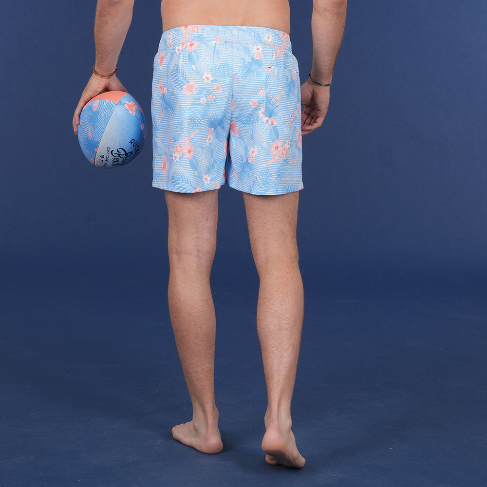 Maillot de bain Homme bleu clair casual chic imprimé floral – jusqu’au 3XL