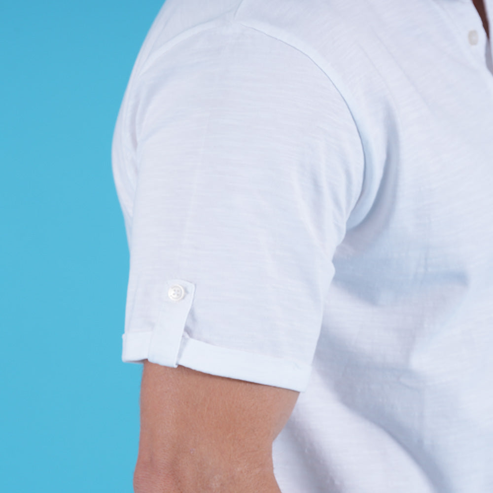 T-shirt Ruckfield col tunisien blanc