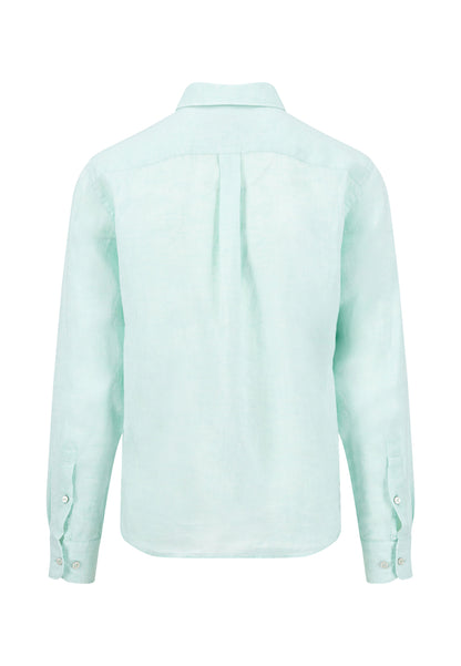 Chemise en lin à col boutonné et poche poitrine mint - jusqu’au 3XL