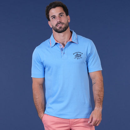Polo Ruckfield à manches courtes Palm Beach bleu clair - jusqu’au 3XL
