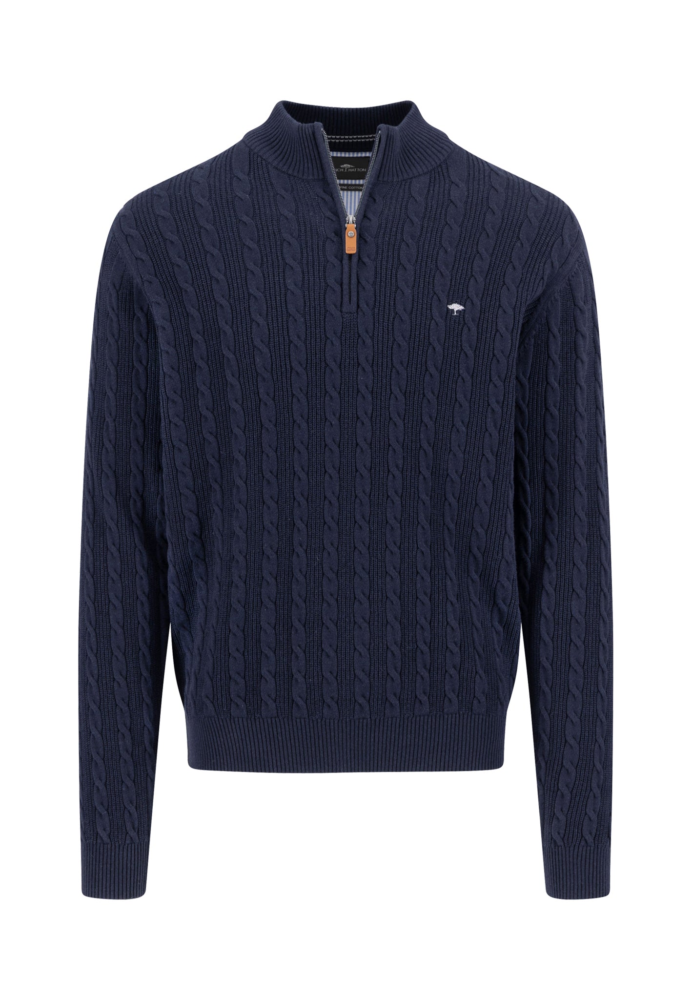 Pull Homme navy casual chic col zippé torsadé – jusqu’au 4XL
