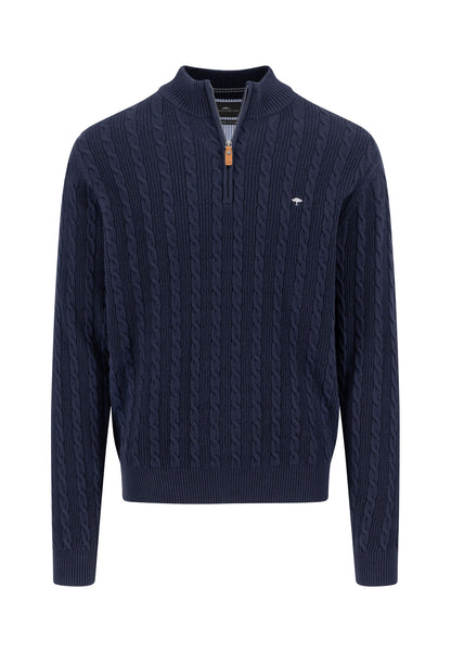 Pull Homme navy casual chic col zippé torsadé – jusqu’au 4XL