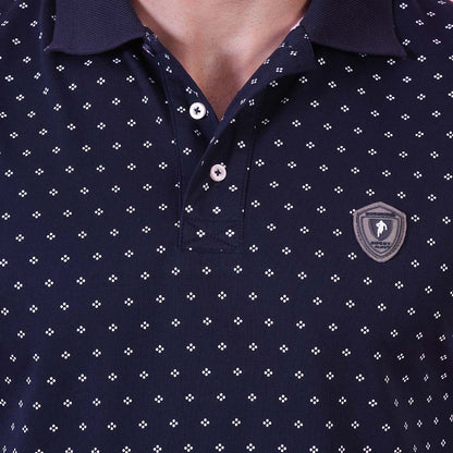 Polo bleu à manches courtes marine imprimé discret Ruckfield Le Club