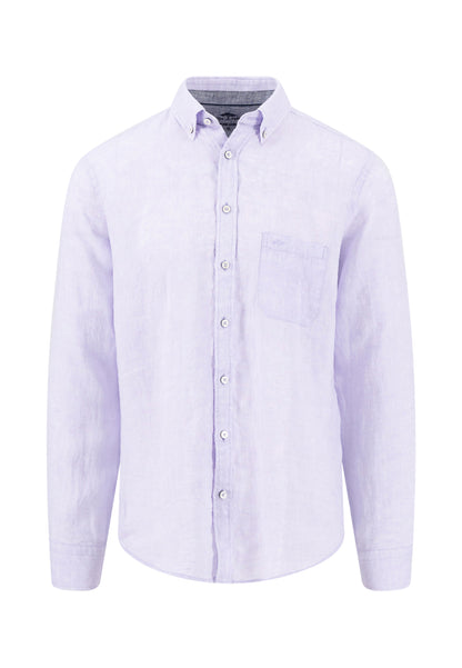 Chemise en lin à col boutonné et poche poitrine lavender - jusqu’au 3XL