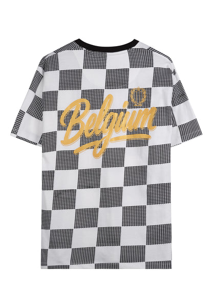 T-shirt homme Belgique motif damier – Édition Collector coupe du monde 2026 - jusqu’au 5XL