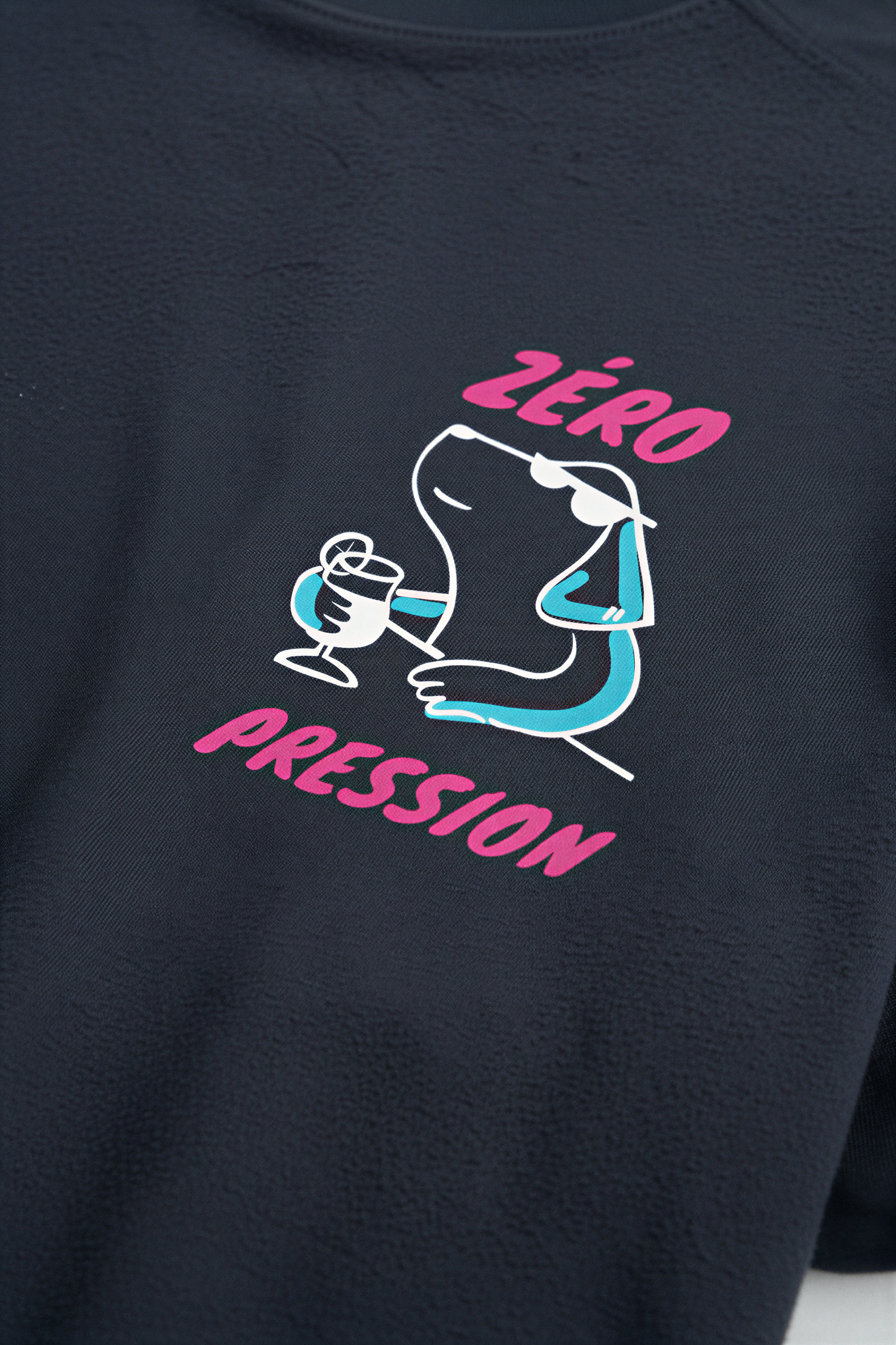 T-shirt homme bleu marine “Zéro pression” – Motif détente - jusqu’au 3XL