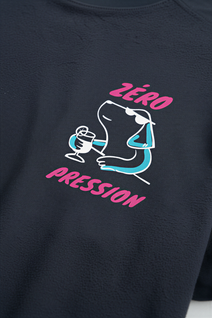 T-shirt homme bleu marine “Zéro pression” – Motif détente - jusqu’au 3XL