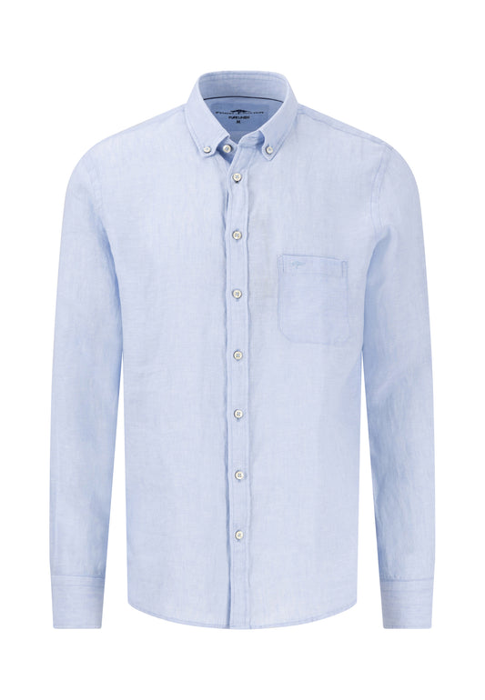 Linen shirt with button-down collar