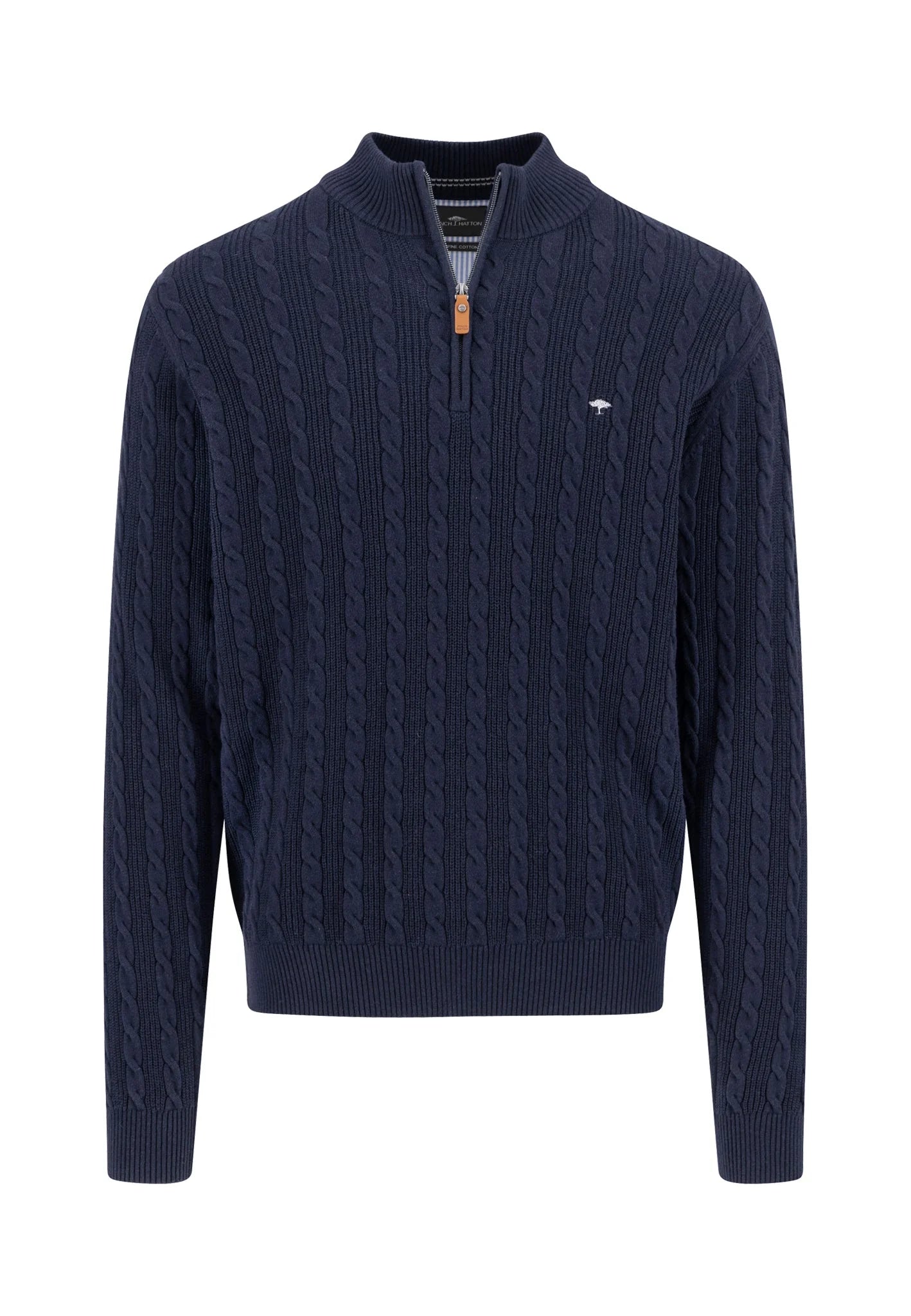Pull Homme navy casual chic col zippé torsadé – jusqu’au 4XL