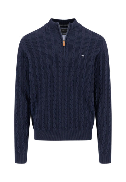 Pull Homme navy casual chic col zippé torsadé – jusqu’au 4XL