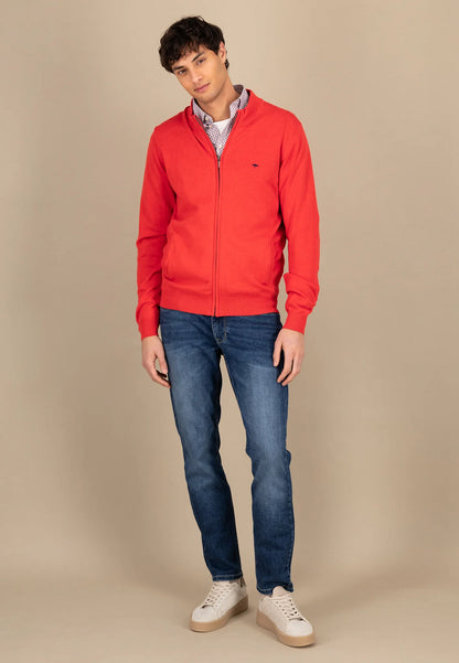 Fine cardigan with a stand -up collar
