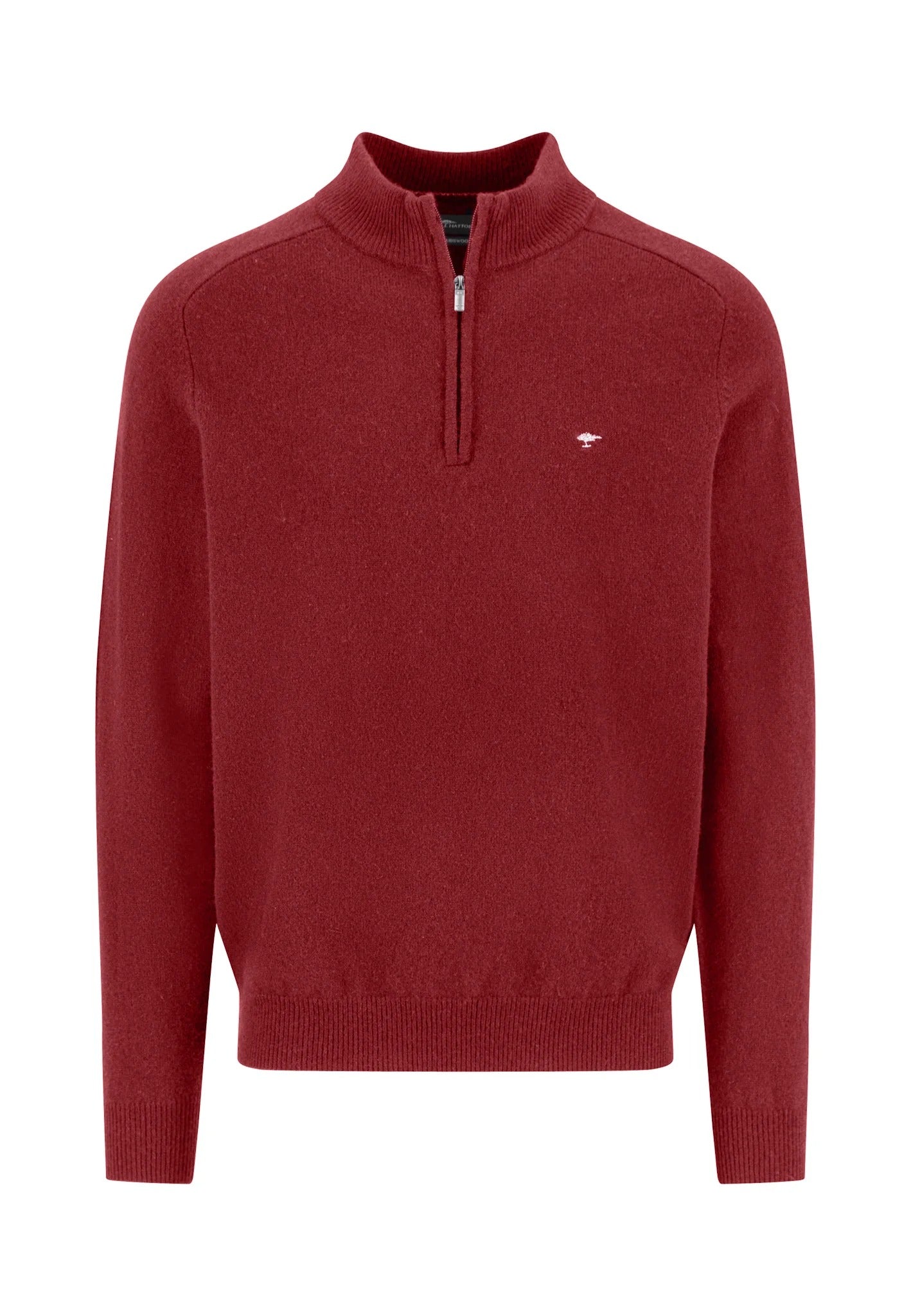 Pull homme bordeaux casual chic col zippé logo – jusqu’au 4XL