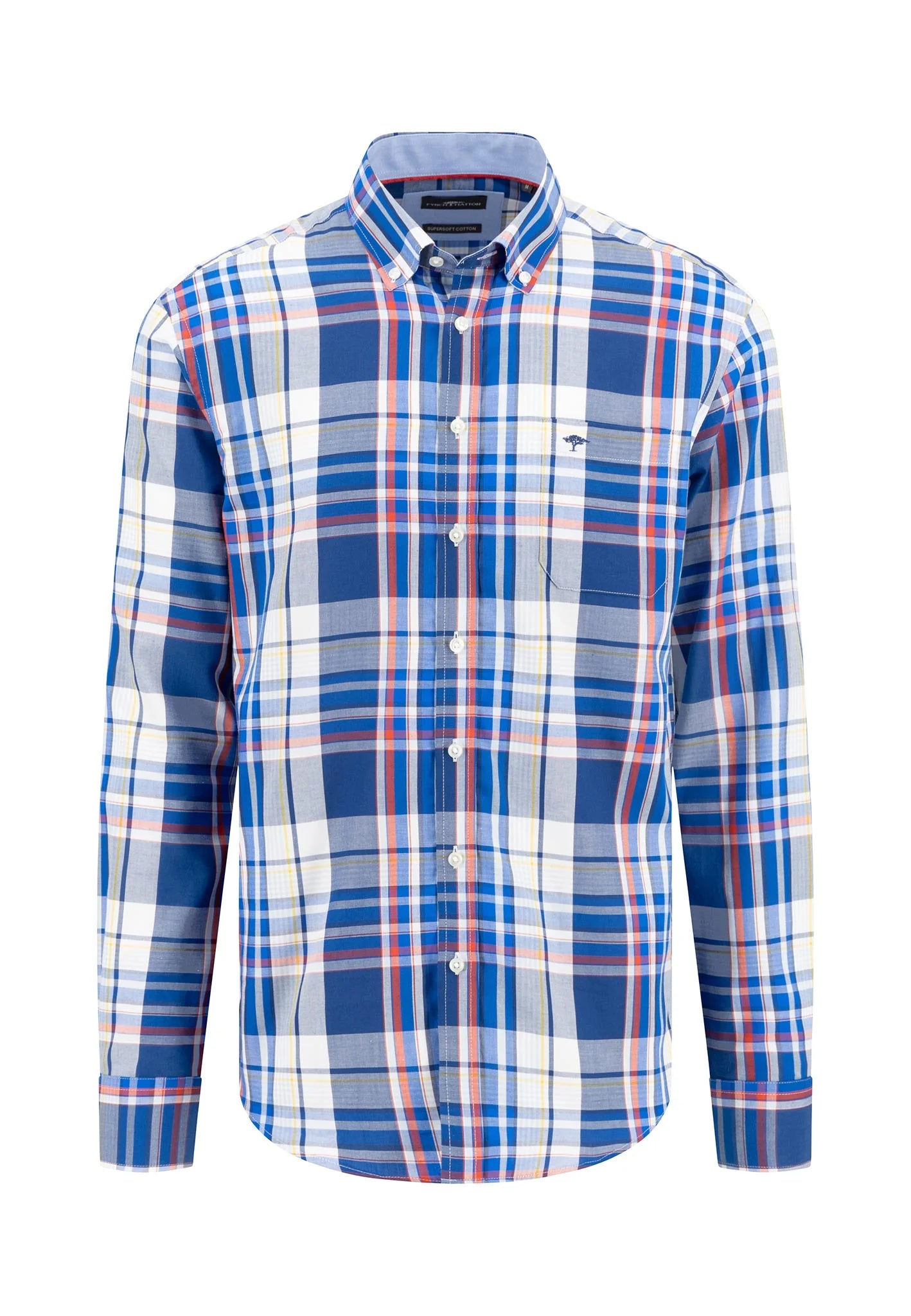Checked shirt with button-down collar