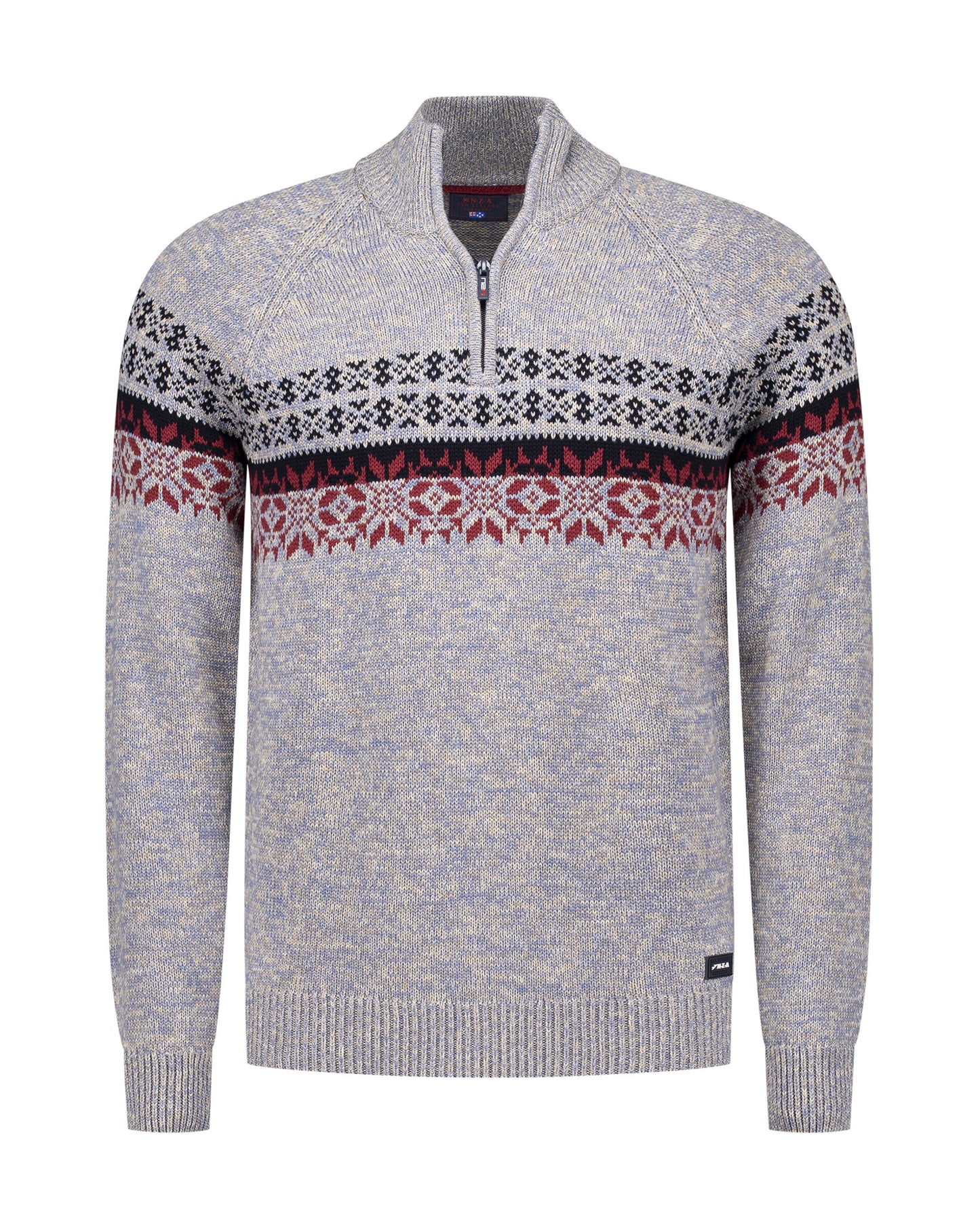 25HN408
Bleu pull en coton à demi-fermeture éclair