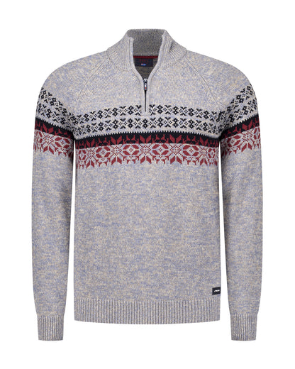 25HN408
Bleu pull en coton à demi-fermeture éclair