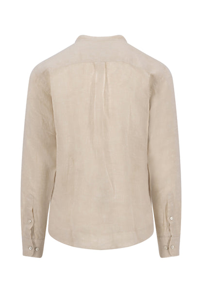 Chemise en lin col Mao sand - jusqu’au 3XL