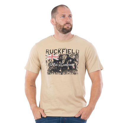 T-shirt Ruckfield à manches courtes rugby Maori beige