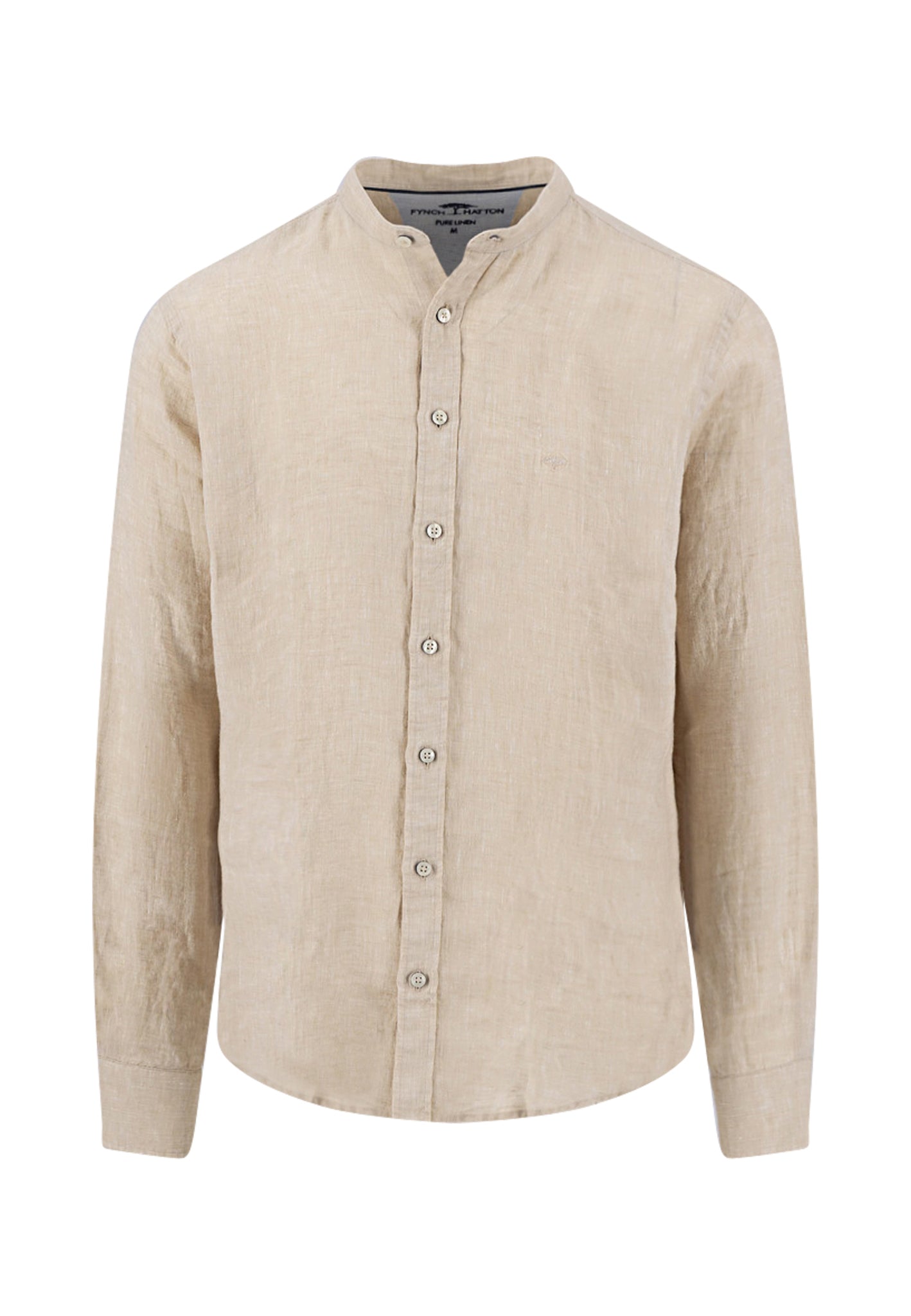 Chemise en lin col Mao sand - jusqu’au 3XL