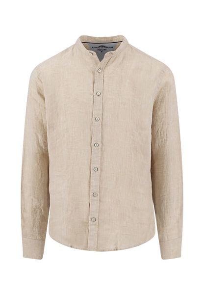 Chemise en lin col Mao sand - jusqu’au 3XL