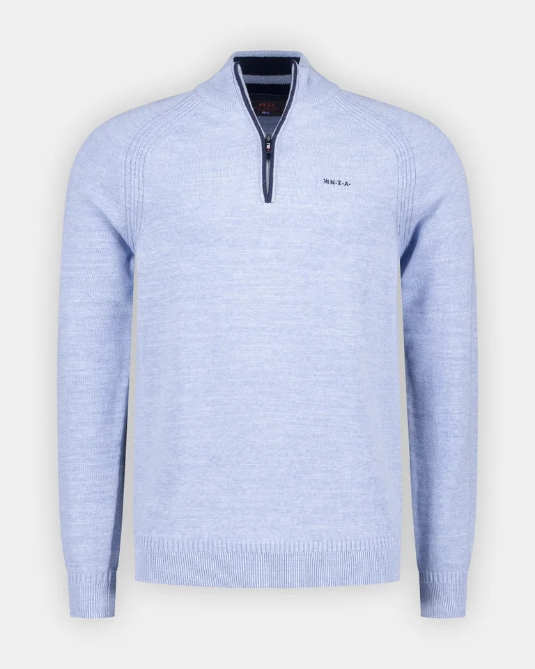 25GN430
Bleu pull en coton à demi-fermeture éclair