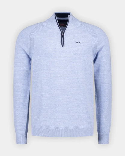 25GN430
Bleu pull en coton à demi-fermeture éclair
