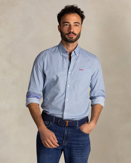 25GN564
Chemise bleu en coton stretch