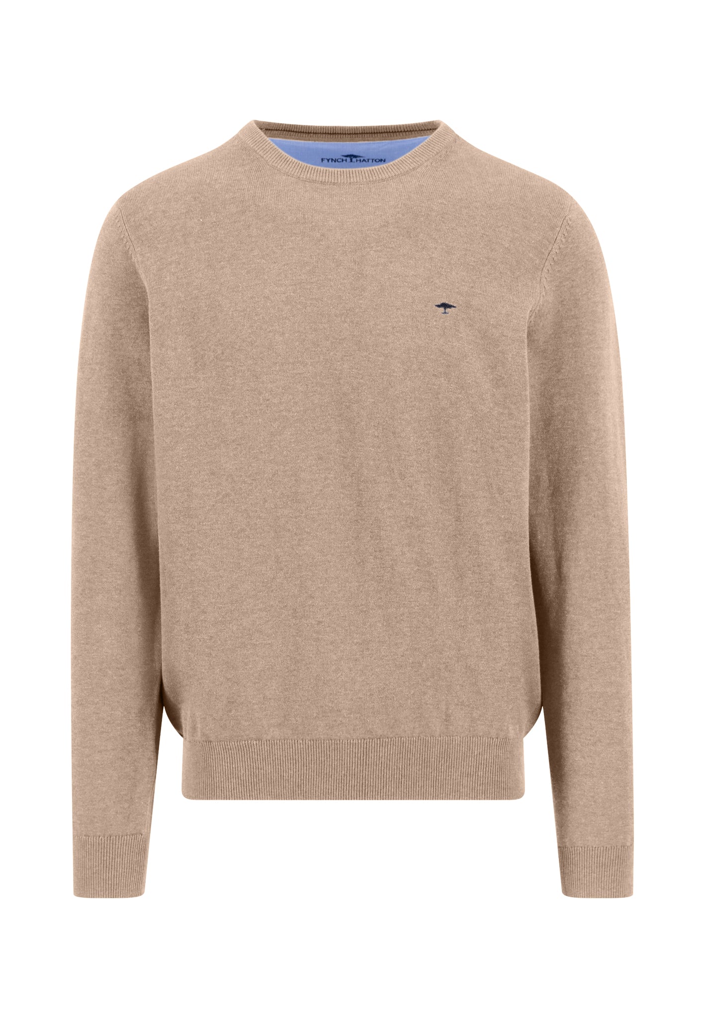 Pull en maille fine 100% coton à col rond taupe - jusqu’au 3XL