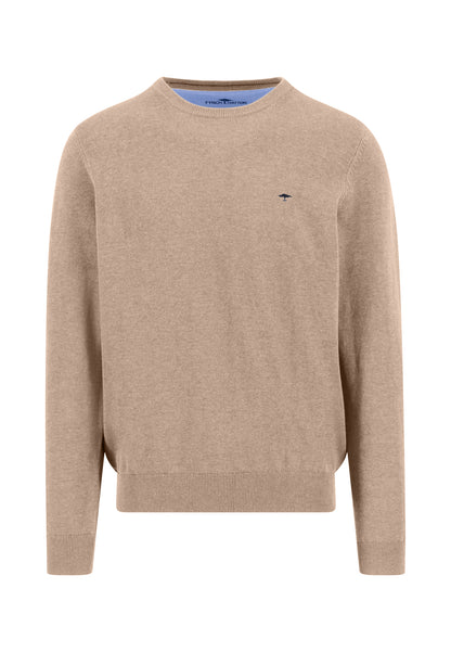 Pull en maille fine 100% coton à col rond taupe - jusqu’au 3XL