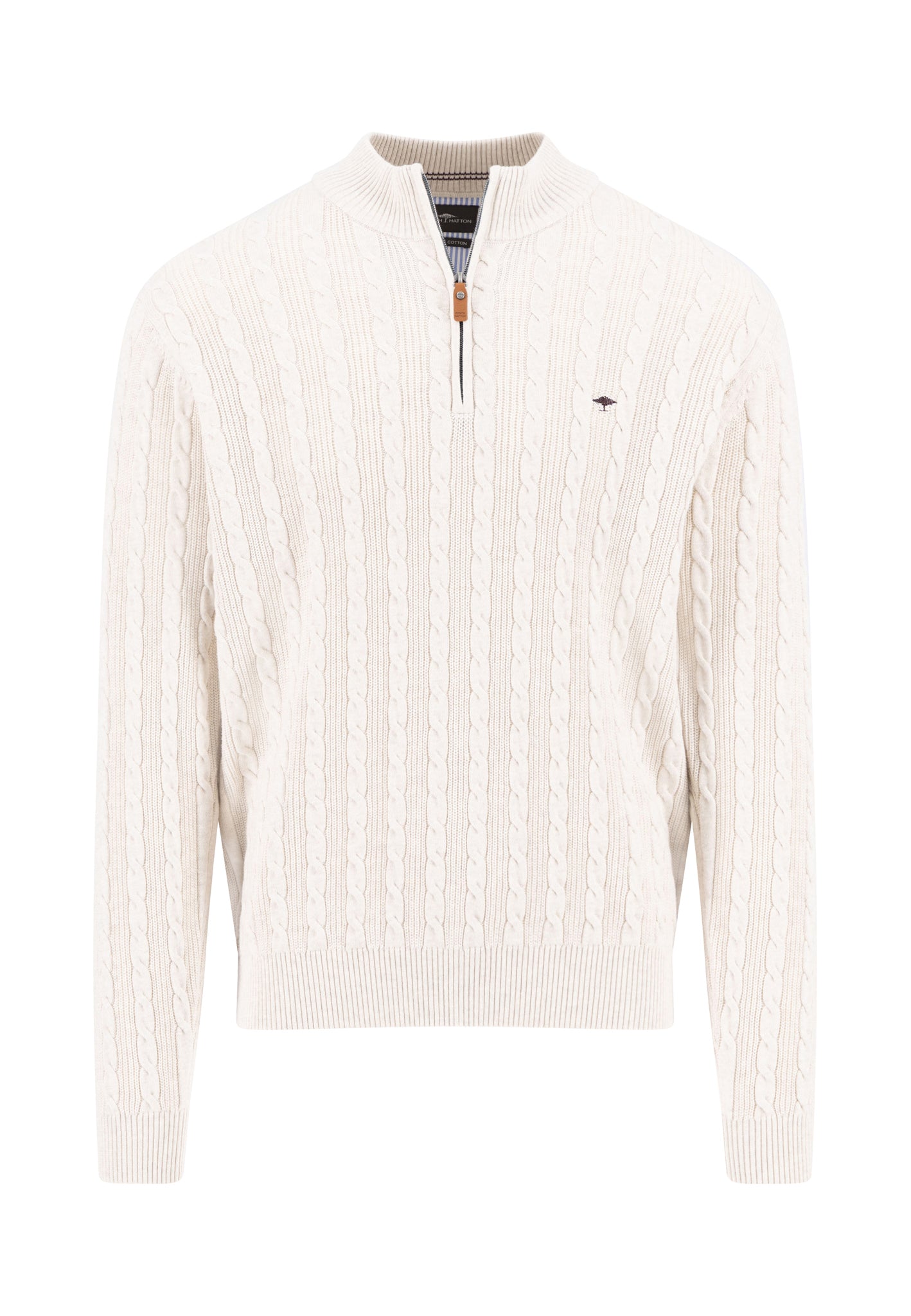 Pull homme écru casual chic col zippé torsadé – jusqu’au 4XL