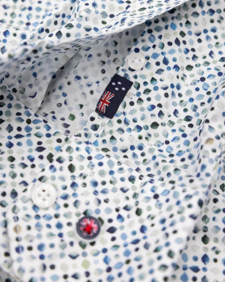 Chemise imprimée en coton écru