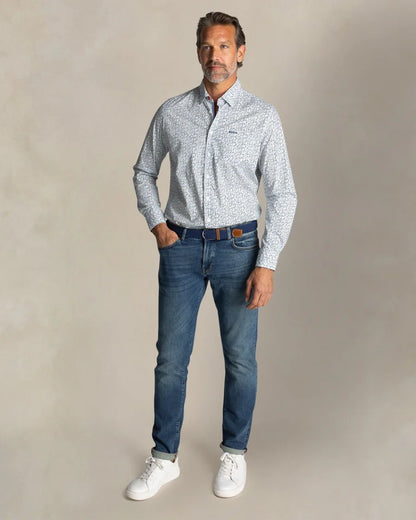 Chemise imprimée en coton écru
