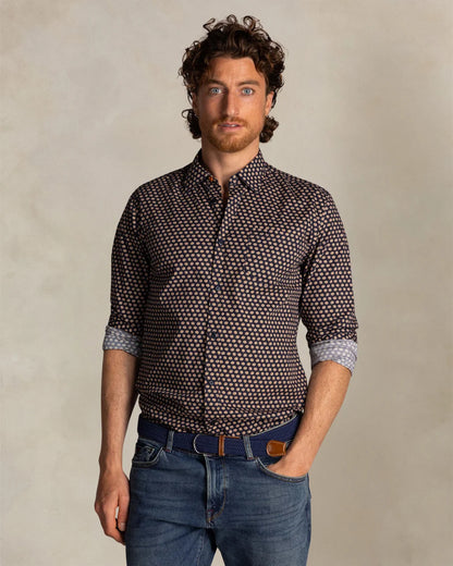 Chemise en coton bleu stretch