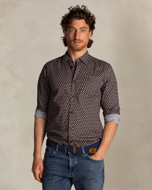 Chemise en coton bleu stretch