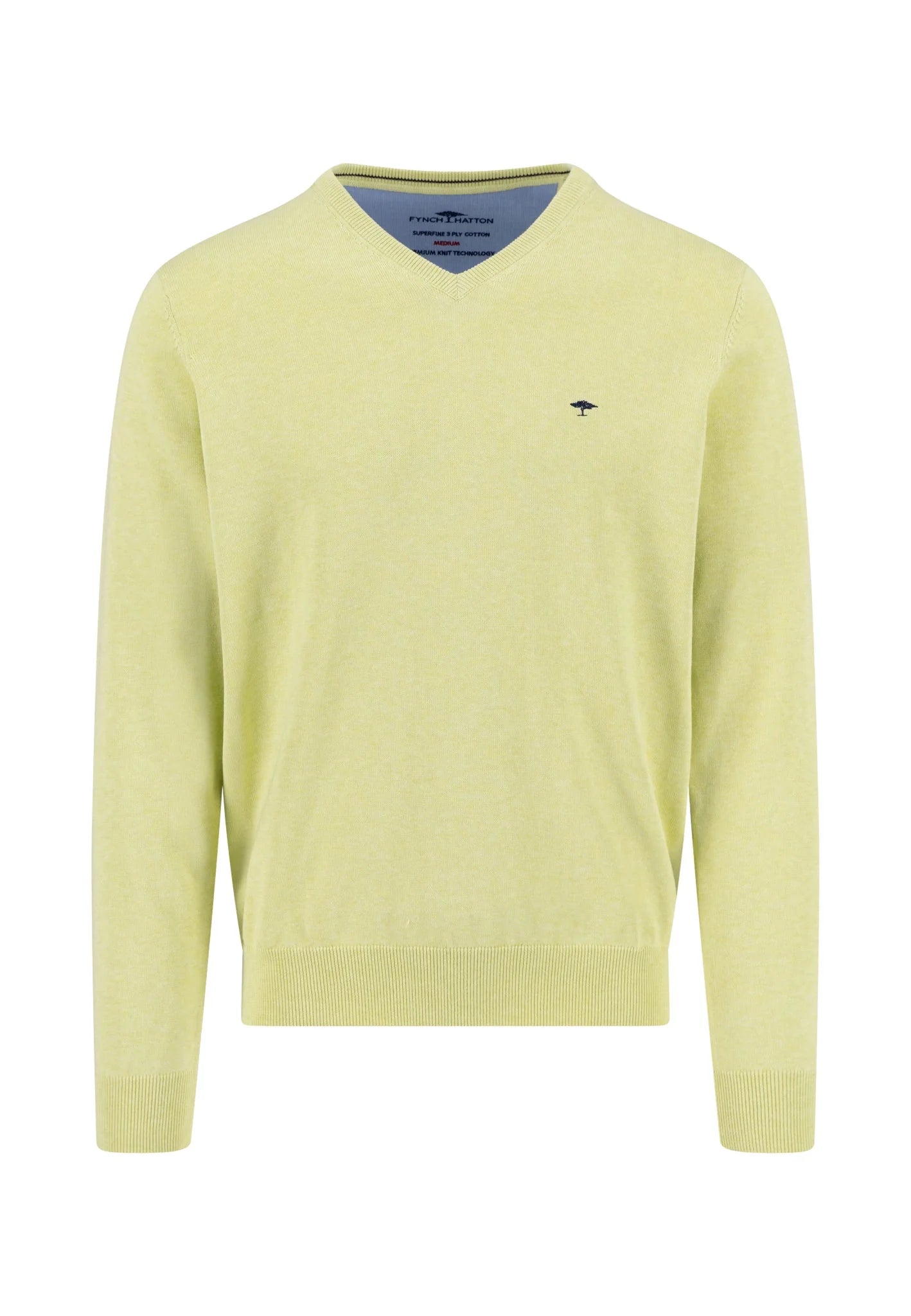 Pull en maille fine 100% coton à col en V pear - jusqu’au 4XL