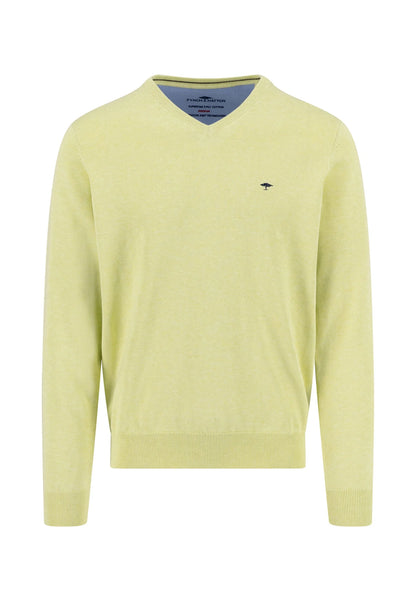 Pull en maille fine 100% coton à col en V pear - jusqu’au 4XL