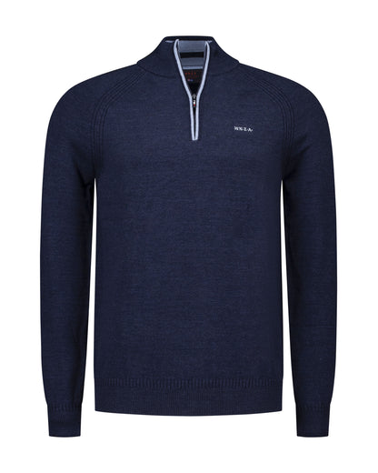 25GN430
Bleu pull en coton à demi-zip