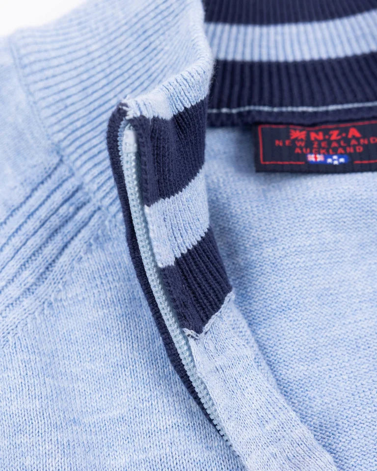 25GN430
Bleu pull en coton à demi-fermeture éclair