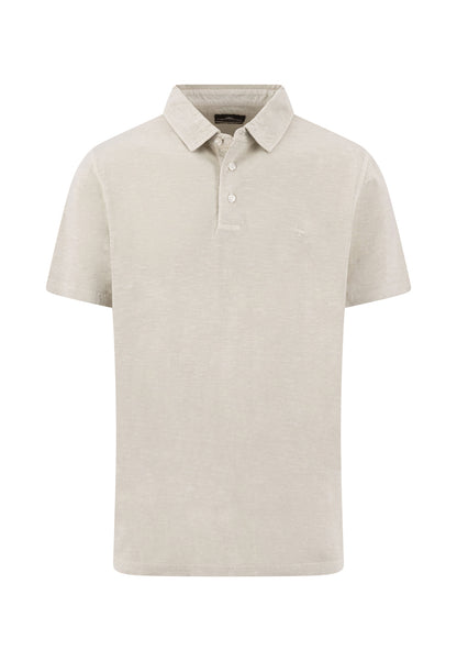 Polo en mélange coton-lin avec col polo CEMENT - jusqu’au 3XL