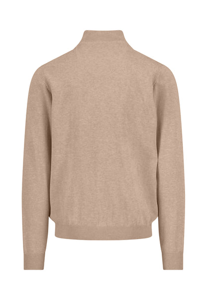 Pull homme taupe casual chic col zippé logo – jusqu’au 3XL