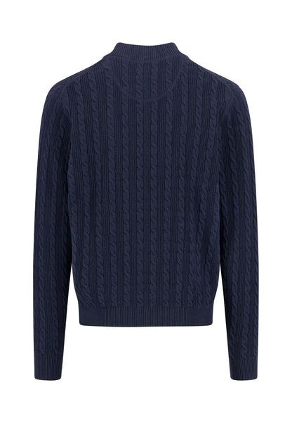Pull Homme navy casual chic col zippé torsadé – jusqu’au 4XL