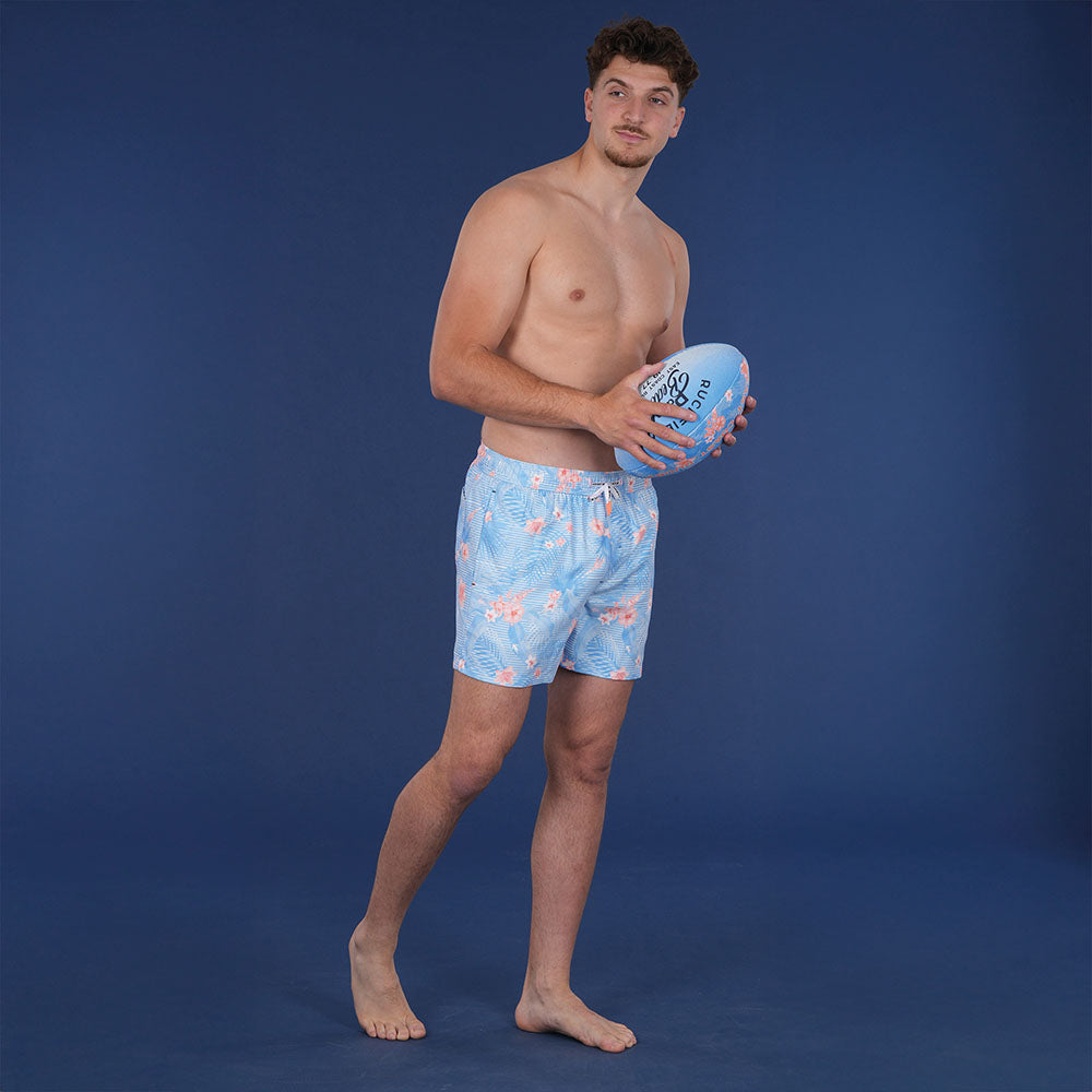 Maillot de bain Homme bleu clair casual chic imprimé floral – jusqu’au 3XL