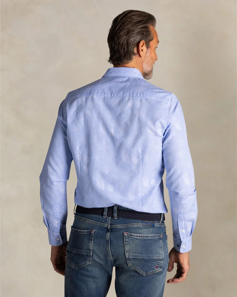 Chemise en coton bleu avec imprimé - jusqu’au 3XL