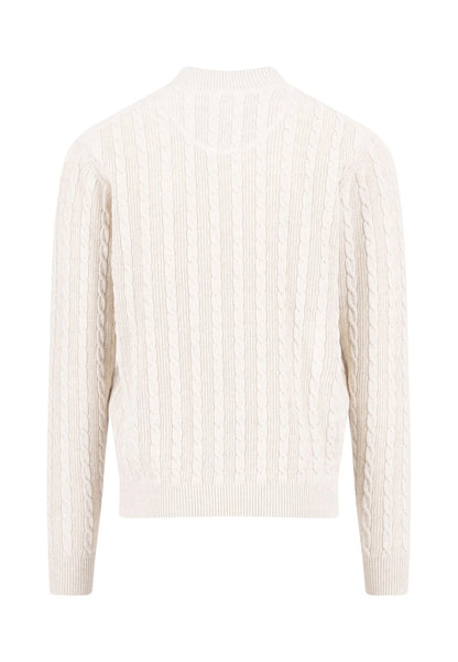 Pull homme écru casual chic col zippé torsadé – jusqu’au 4XL