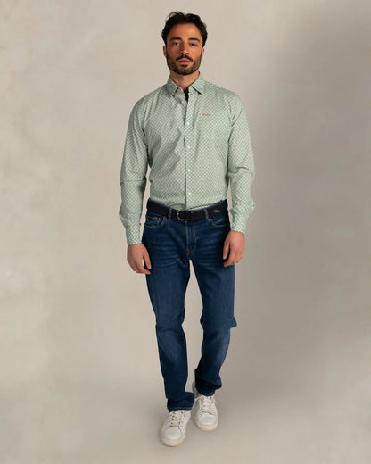 Chemise Homme vert clair casual chic motif imprimé – jusqu’au 3XL