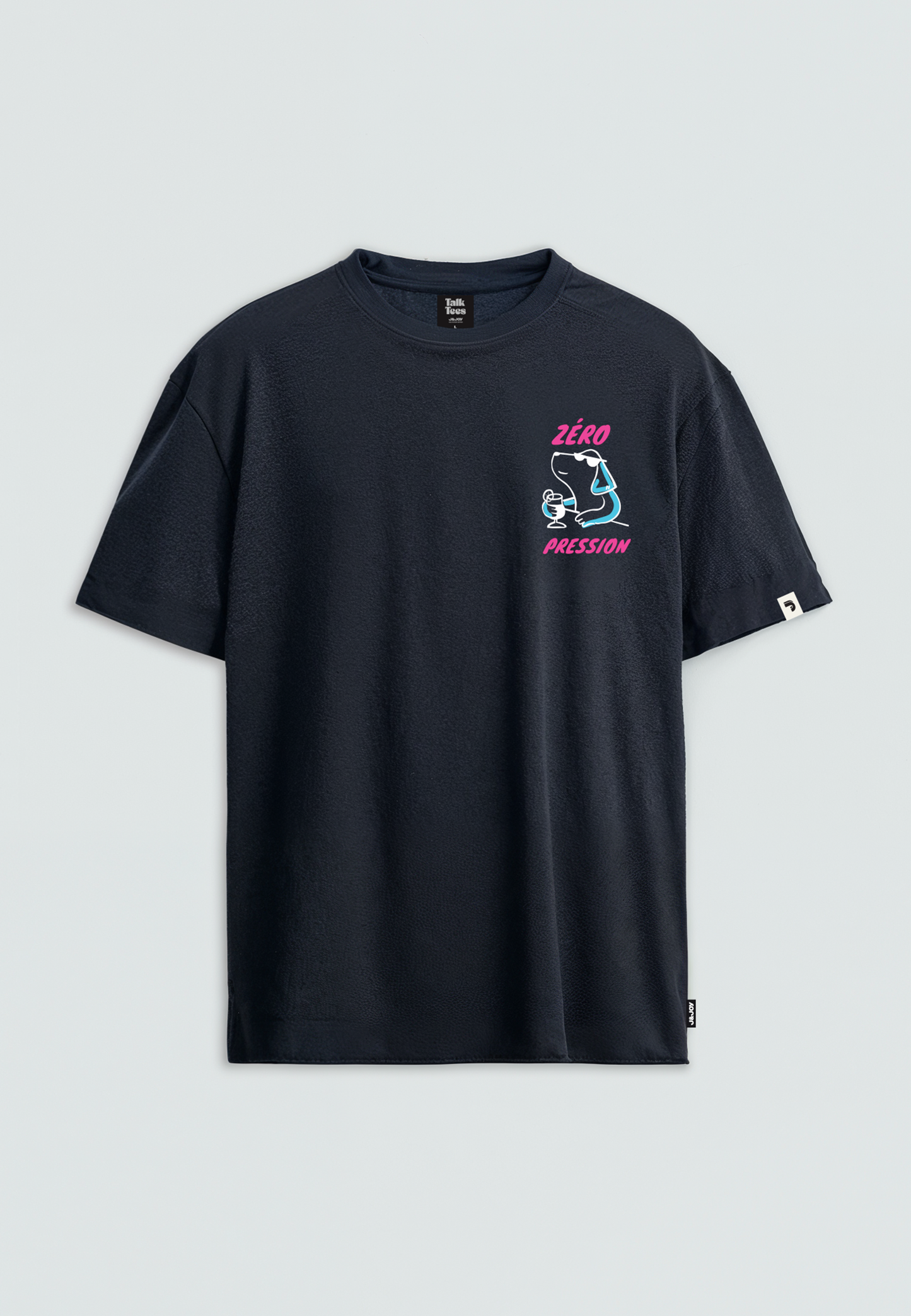 T-shirt homme bleu marine “Zéro pression” – Motif détente - jusqu’au 3XL