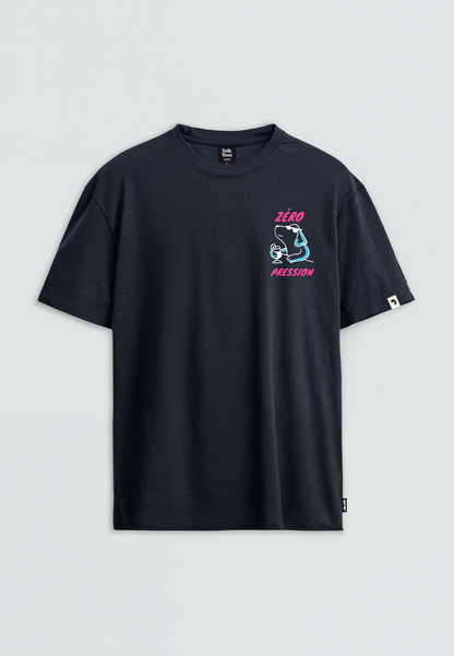 T-shirt homme bleu marine “Zéro pression” – Motif détente - jusqu’au 3XL