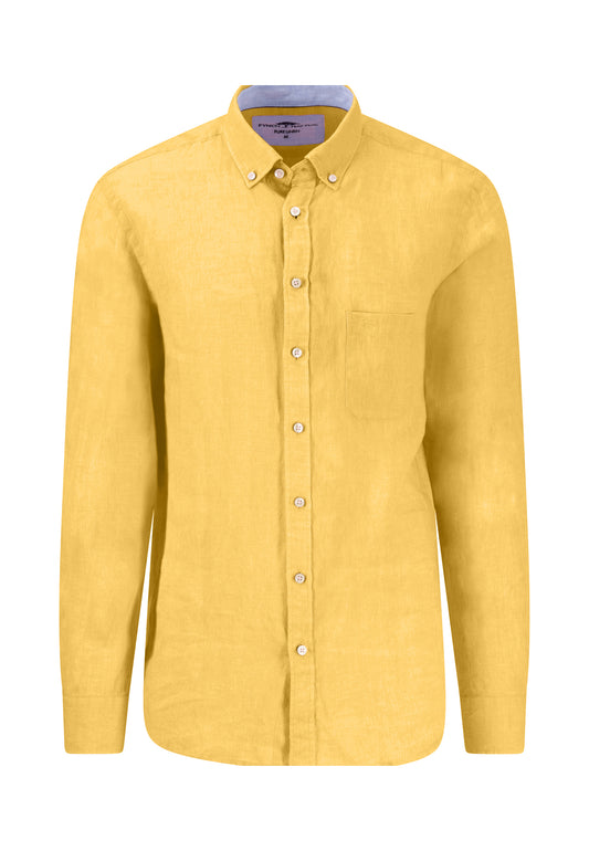 Linen shirt with button-down collar