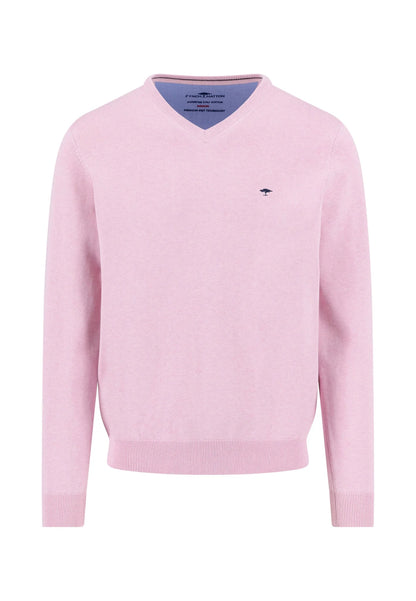 Pull en maille fine 100% coton à col en V magnolia - jusqu’au 4XL