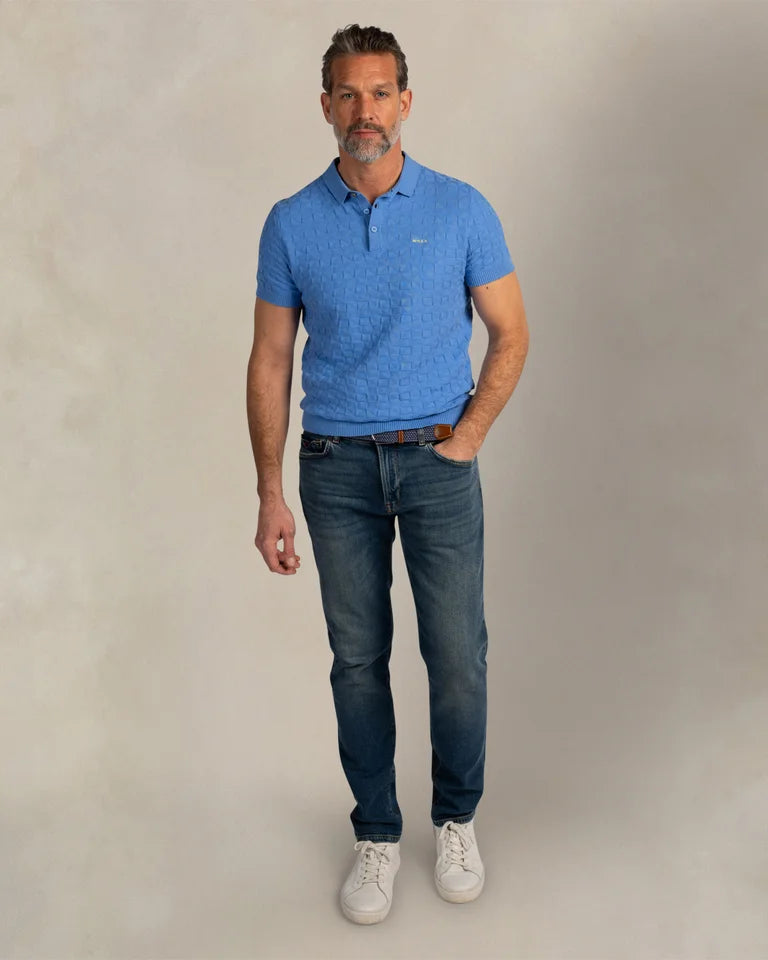 Polo Homme bleu cool chic motif texturé – jusqu’au 3XL